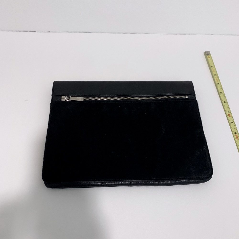 Black Faux calf hair flat clutch